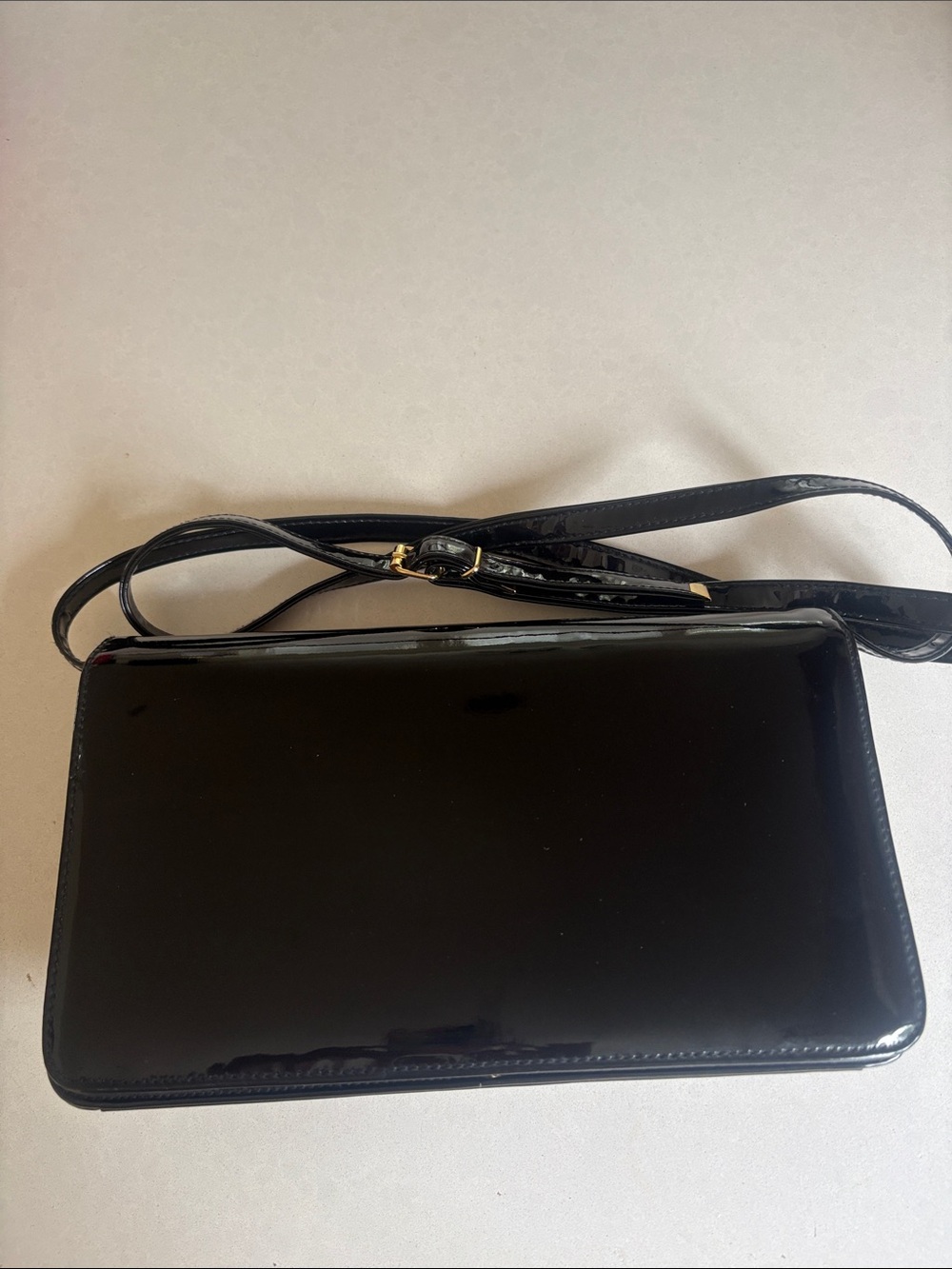Black Patent Crossbody Clutch